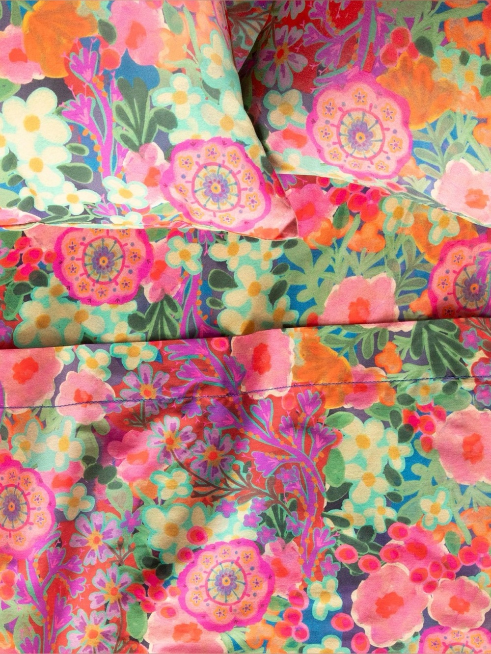 Natural Life Pink Painted Garden colorful floral cotton bed sheet set 4 pc full